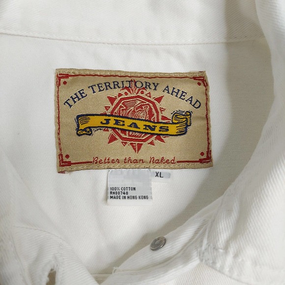 Territory Ahead Womens Denim Jacket XL Plus White 90s Vintage Jeans Hong Kong - Picture 5 of 9